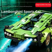 Nouveau design, vente chaude : Blocs de construction de voiture de course motorisée avec lumières, atomiseur de brume et haut-parleur, jouet d'assemblage de moteur mécanique MOC