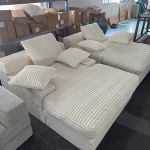 Livraison Gratuite (États-Unis, Espagne) – Ensemble Modulable de Canapé Loveseat Moderne en Velours Côtelé Épais Rayé pour Appartement et Hôtel - Product Image 4