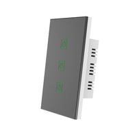 Interrupteur mural tactile à panneau de verre Barep 3 voies, variateur d'intensité lumineuse, Smart Life pour Tuya WiFi 15A Max. Courant 120V Max. Tension pour usage domestique
