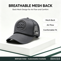 Cappello Trucker con Logo 3D in Rilievo, 5 Pannelli, Retro in Rete Traspirante, Doppia Fibbia in Plastica, OEM