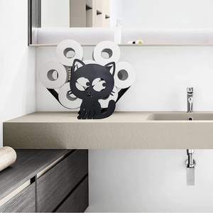 Porte-papier drôle en forme d'animal, design personnalisé, bon prix, pour salle de bain, cuisine, montage mural et sur pied, porte-papier en métal, porte-papier toilette pour chat, noir - Product Image 3
