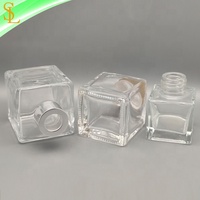 Flacon pulvérisateur vide en verre, carré, avec couvercle en métal, de 250ml, 130ml, 100ml, 50ml