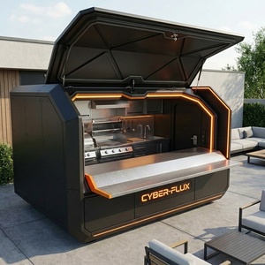 Serie CYBER-FLUX: Cocina Exterior Prefabricada Todo en Uno con Parrilla <span class=keywords><strong>de</strong></span> <span class=keywords><strong>Gas</strong></span> Integrada, Refrigerador y Fregadero - Product Image 5