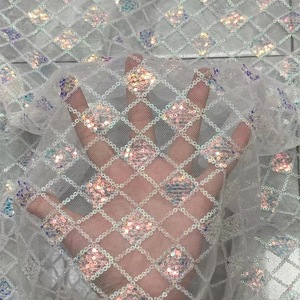 Đẹp Trắng Trong Suốt <span class=keywords><strong>Payette</strong></span> Sequin Vải Ren Vải Tuyn Sang Trọng Sequin Vải Cho Sân Khấu Mô Hình Hiệu Suất Khiêu Vũ Ăn Mặc - Product Image 1