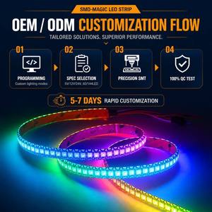 5050 RGB LED Şerit Işık <span class=keywords><strong>12V</strong></span> 24V WS2811 IC 60 LED/m Piksel Programlanabilir Bireysel Adreslenebilir Esnek Diyot Şerit Bant Lamba - Product Image 2