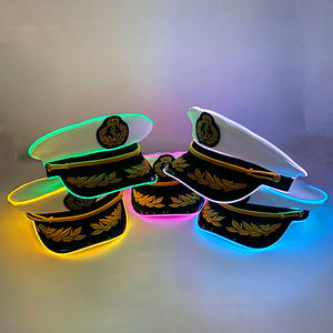 Sombreros de actuación de fiesta de Festival, sombreros luminosos de marinero azul marino, puesta en escena bordada gorra grande de capitán sombreros luminosos LED - Product Image 2