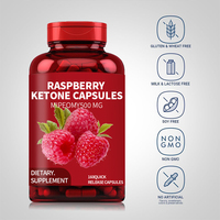 Cápsulas de Cetonas de Frambuesa Personalizadas de Fábrica, Suplemento Dietético para Adultos, 120 Cápsulas, Sin Lácteos, Sin Gluten, Estimulante de Energía