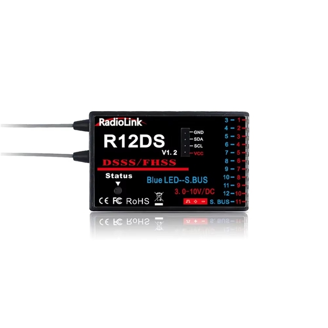 Radiolink 2.4GHz R12DS Channels Receiver SBUS/PWM Support for AT9 9S Pro 10 II RC Transmitter Boat Parts