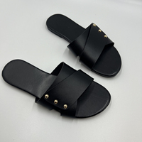 Sandales rétro à rivets et brides croisées, style décontracté, à semelle plate, polyvalentes pour l'extérieur, mode estivale, chaussures une pièce pour enfants