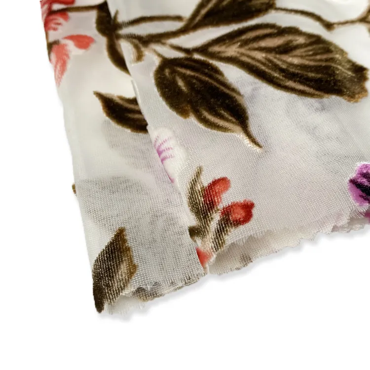 Raccolto di nylon rayon tessuto colorato burnout fiore in velluto velluto tessuto del vestito per le signore elegent vestito