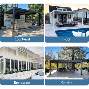 Pergola bioclimatique motorisée <span class=keywords><strong>pour</strong></span> <span class=keywords><strong>jardin</strong></span> extérieur, gazebo en aluminium avec <span class=keywords><strong>toit</strong></span> à lames orientables, pergola en aluminium <span class=keywords><strong>pour</strong></span> extérieur - Product Image 6