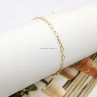 À la mode 14K Pur Or Papier Clip Chaîne Lien Bracelet Minimaliste 14K Solide Chaîne En Or Bracelet Fine Jewelry