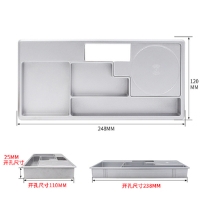 Boîtier de gestion de câbles sans fil encastré pour bureau, couleur argent givré, 120x250, pour une organisation pratique des câbles - Product Image 2