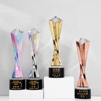 Regalos de recuerdo, trofeo de estrella de cristal, trofeo personalizado de oro, plata, cobre, cristal, diamante, trofeo grabado, premios del equipo