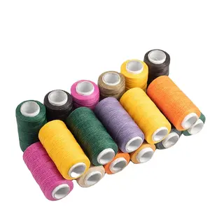 100% Polyester Fiber Flat Braided Wax Thread 0.8MM 210D Leather Sewing Line High Tensile