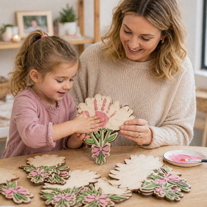 Ornement personnalisé en bois à empreinte de main pour la Fête des Mères, artisanat artistique DIY pour souvenir de bébé et cadeau de la Fête des Mères - Product Image 3
