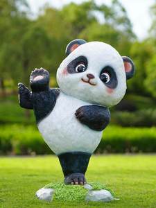 Escultura de <span class=keywords><strong>Panda</strong></span> de Dibujos Animados, Adorno de Animal de Fibra de Vidrio para Suelo, Hecho a Mano en China Continental, para Paisajismo de Parques al Aire Libre - Product Image 4