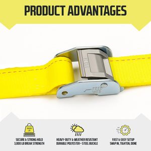 Custom Color Label E Track <strong>Straps</strong> 2" X 12' Cam Buckle <strong>Tie</strong> <strong>Down</strong> <strong>Straps</strong> 3000Lbs Break Strength for Pickup Trailer Truck Boat Van - Product Image 3