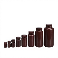 Bouteille ronde en plastique HDPE ambré brun de 500 ml et 1000 ml pour réactifs de laboratoire, liquides et poudres