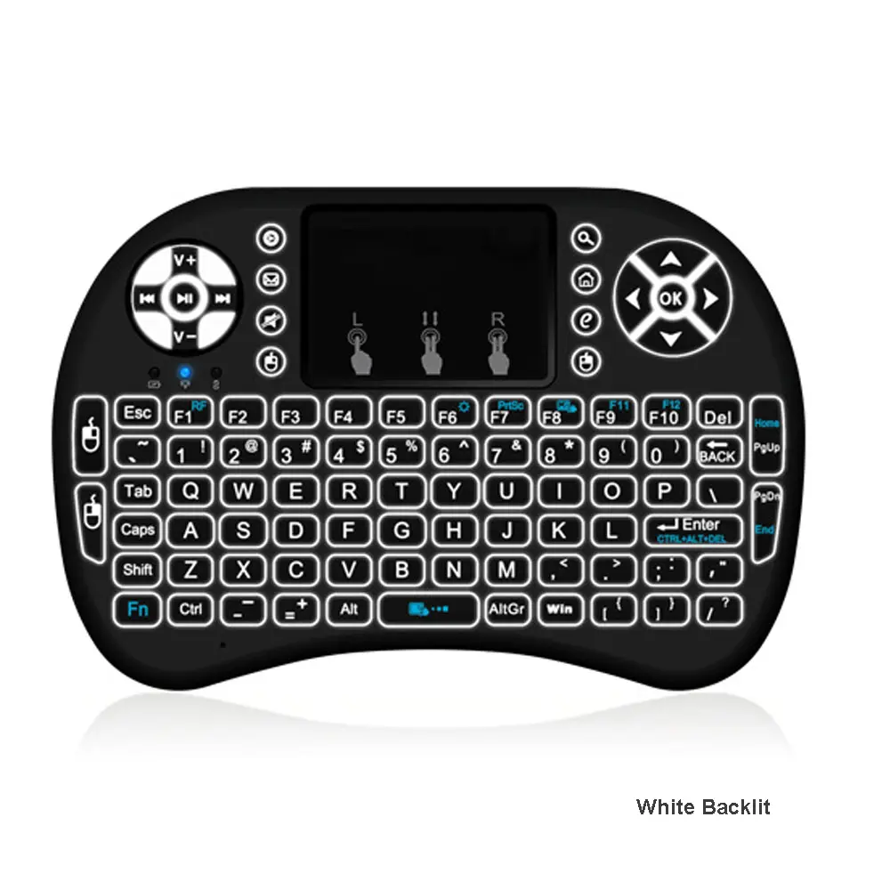 China Top Ten der meist verkauften Produkte Licht beleuchtete Mini Wireless 2.4G Tastatur mit Trackball