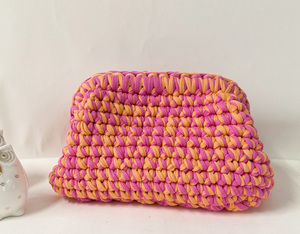 Bolsos de Mano de Tela Tejida a Crochet Multicolores, Bolsos de Mano Personalizados de Tela Tejida a Crochet, Bolsos de Mujer - Product Image 1
