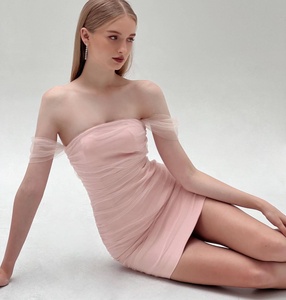 Abito Estivo Coreano e Thailandese alla Moda con Colletto Quadrato, Vita Alta, Schiena Scoperta, Arricciato, in Rete, Stile Tubino, Aderente per Donne - Product Image 3