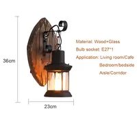 Applique Murale Vintage en Bois Massif et Verre, Lampe Murale pour Restaurant, Café, Bar, Couloir, Chambre à Coucher, Chevet, E27