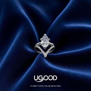 แหวนอัลลอยด์ประดับพลอยทรงมาร์คีส์ ดีไซน์เรขาคณิต ชุบทอง 18K สำหรับผู้หญิง สวมใส่ได้ในโอกาสสบายๆ - Product Image 3