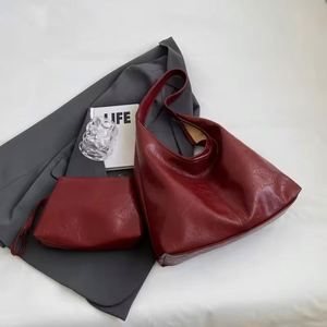Versatile Retro Designer <b>Large</b> Capacity Soft Leather Women's Handbag Red Casual Shoulder <b>Bag</b> with Fashionable - Product Image 4