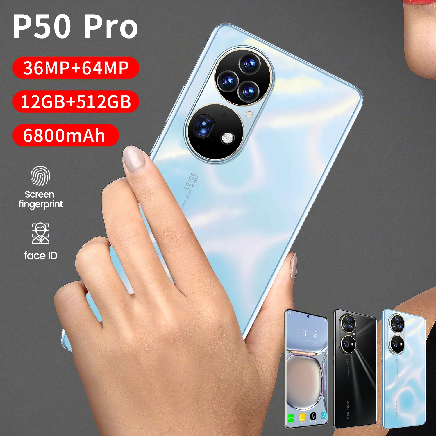 P50 Pro 5G 10-core 7.3 inch 5G incell HD screen 2400*3200 Smartphone 12GB+512GB Mobile phone 36MP+64MP6800mah Android 12