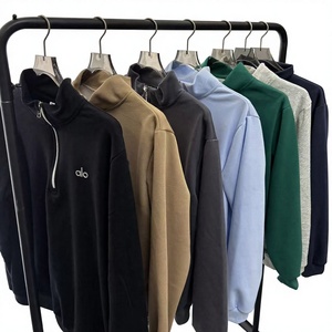 Sudadera con capucha de algodón informal con media cremallera y letras, cuello alto, manga larga, efecto adelgazante, para hombre y mujer, ideal para fitness y deportes, para otoño/invierno. - Product Image 1