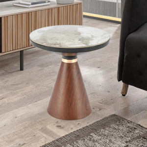 Bắc Âu hiện đại tối giản vòng Bàn cà phê thiết lập ánh sáng sang trọng cơ sở bằng gỗ với đá cẩm thạch hàng đầu cho nhà nhỏ đồ nội thất phòng khách - Product Image 6