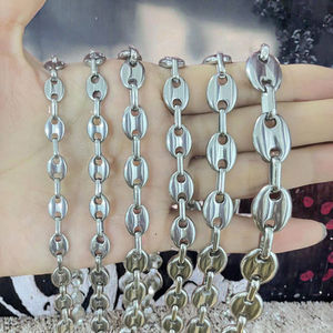 Chaîne en <span class=keywords><strong>maille</strong></span> de graines de <span class=keywords><strong>café</strong></span> en acier inoxydable plaqué or rose, noir et argent de 7 mm pour occasions de fête chrétienne et de mariage - Vente en gros - Product Image 3