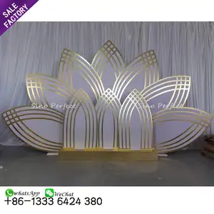 Sino Perfect Decoration Acrylic Gold Louts Backdrop Flower Panel Event Backdrop Event Back Drop Wedding Back Drop