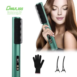 2 in 1 Hair Brush Straightener Dropshipping Hair Straightener Brush Straightening Hair Brush Hot Comb