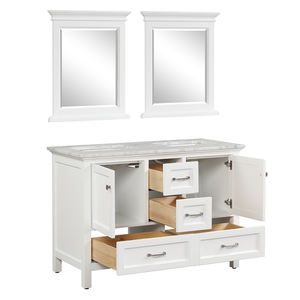 Meuble de salle de bain avec plan de travail en marbre de Carrare, portes à fermeture douce en céramique et double vasque, fabriqué au Vietnam - Product Image 3