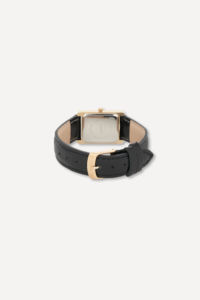 Reloj Clásico Cuadrado Ancho GBHW, Dorado y Negro, Reloj de Pulsera de Cuarzo con Caja de Acero Inoxidable y Correa de Cuero, Estilo Lujoso - Product Image 2