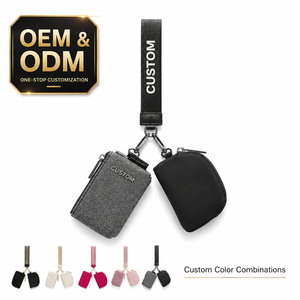 2026 Custom Mini Nylon Wrist Bag Portable Waterproof <b>Coin</b> <b>Purse</b> with Zipper Color-Matching Letter Key Chain Bag - Product Image 1