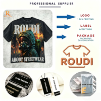 T-shirt Homme Vintage Délavé Oversize avec Logo Personnalisé, Imprimé Graphique Masque, Streetwear Coton Manches Courtes, OEM ODM Vente en Gros