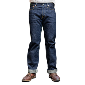 Selvedge <strong>Jeans</strong> Men's Straight Fit Raw <strong>Denim</strong> Pants With Classic Yellow Stitching for Daily Wear Trendy Street Style Looks - Product Image 1