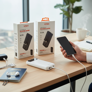 20000mAh Power Bank con Display a LED e 4 cavi 2A ricarica rapida opzioni in bianco e nero - Product Image 3