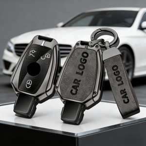 Étui de protection pour <span class=keywords><strong>clé</strong></span> de voiture en alliage de zinc et cuir pour <span class=keywords><strong>Mercedes</strong></span> Benz Classe A, B, C, S, AMG, GLA, CLA, GLC, W176, W221, W204, <span class=keywords><strong>porte</strong></span>-clés - Product Image 1