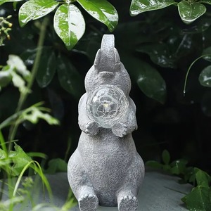 屋外パティオヤードバルコニー割れガラスボール象彫刻ソーラーレジンガーデン装飾像 - Product Image 2