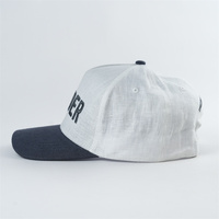 Gorra de béisbol de tela de cáñamo personalizada, gorra de lino personalizada con bordado, gorra de 5 paneles con forro de algodón fino transpirable, gorra con logotipo personalizado