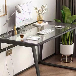 Bureau d'ordinateur de bureau simple, salle d'étude de table en verre à la maison bureau pour une personne seule bureau d'apprentissage pour étudiants - Product Image 4