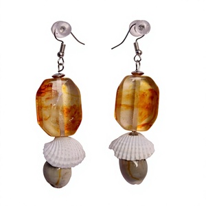 Boucles d'oreilles pendantes géométriques en résine plaquées or, style bohème, pour femme, bijoux de fête et de mariage - Product Image 5