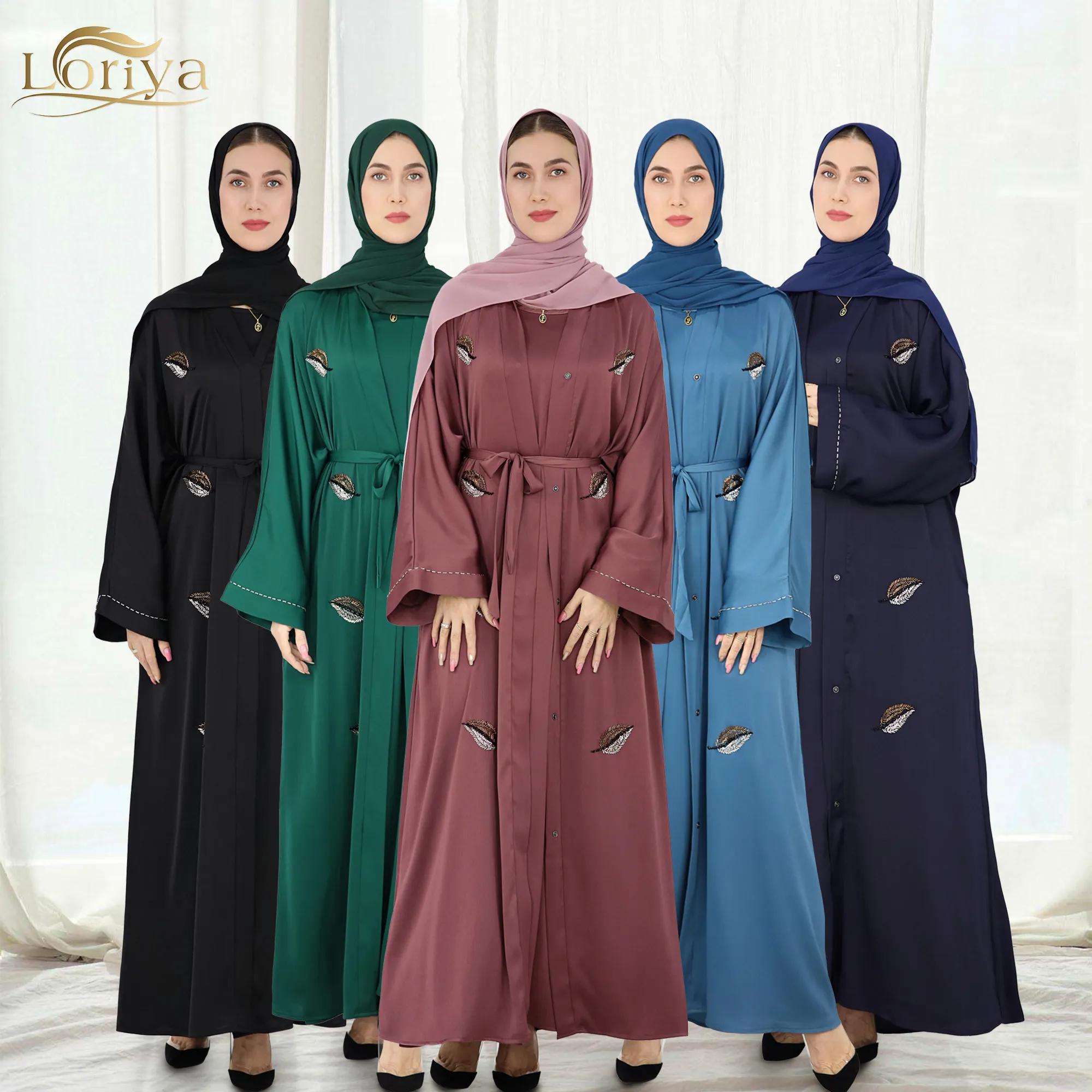 Mode Islamitische Kleding Kralen Ontwerp Abaya Cardigan Kimono Bescheiden Abaya Voor Abaya Moslim Vrouwen Eid Collecties