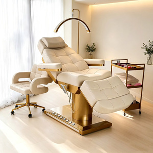 <span class=keywords><strong>Lit</strong></span> de massage électrique en cuir Golden Base, luxueux et inclinable, pour soins du visage et extensions de cils, avec éclairage LED intégré - Product Image 4