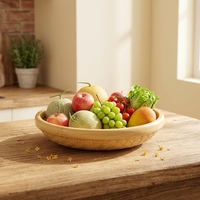 Panier de rangement rond en bambou tressé chinois moderne avec design portable et durable pour fruits, aliments et collations