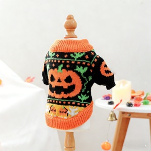 Gilet pull pour animaux de compagnie, motif citrouille d'Halloween, en polyester, costume pour chien et chat, vêtements d'automne et d'hiver, chauds et confortables, à porter en toutes saisons - Product Image 3